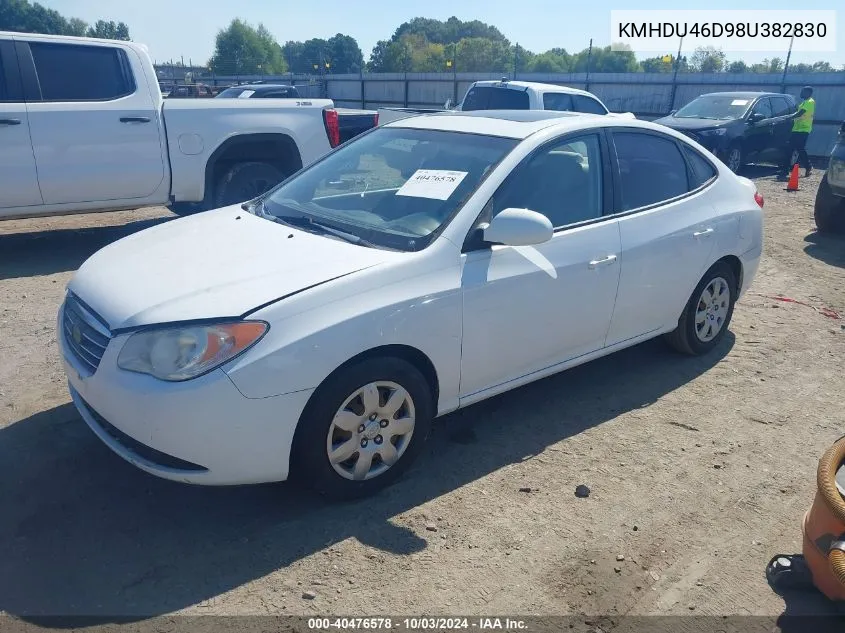 2008 Hyundai Elantra Gls/Se VIN: KMHDU46D98U382830 Lot: 40476578