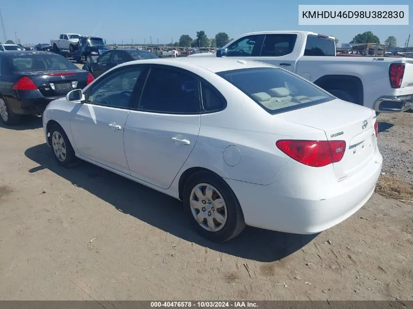 2008 Hyundai Elantra Gls/Se VIN: KMHDU46D98U382830 Lot: 40476578