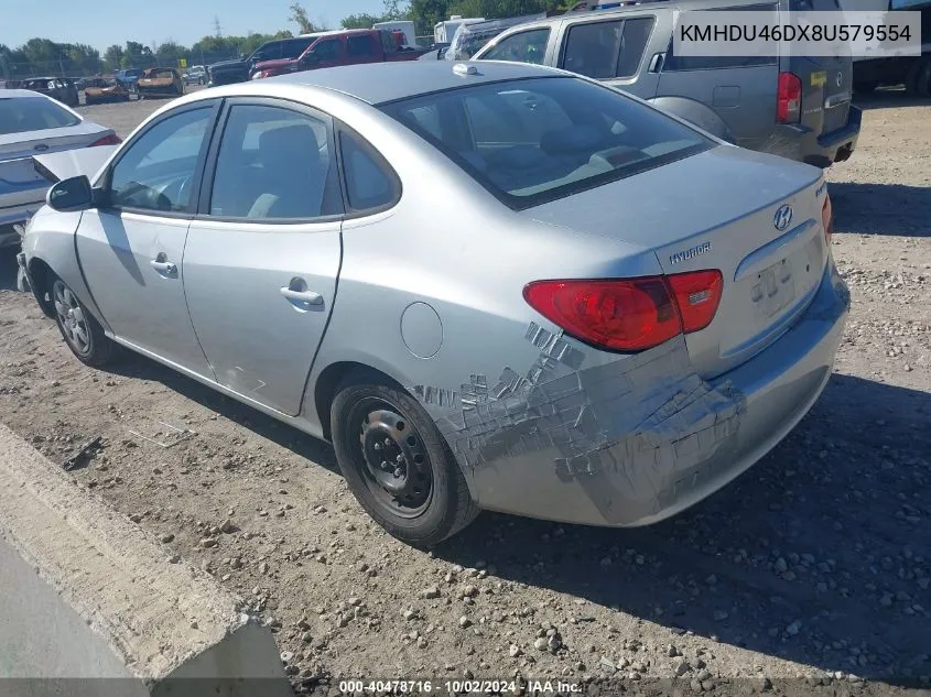 2008 Hyundai Elantra Gls/Se VIN: KMHDU46DX8U579554 Lot: 40478716