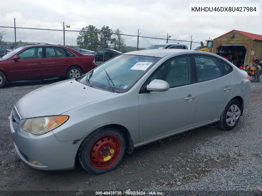 2008 Hyundai Elantra Gls/Se VIN: KMHDU46DX8U427984 Lot: 40478730