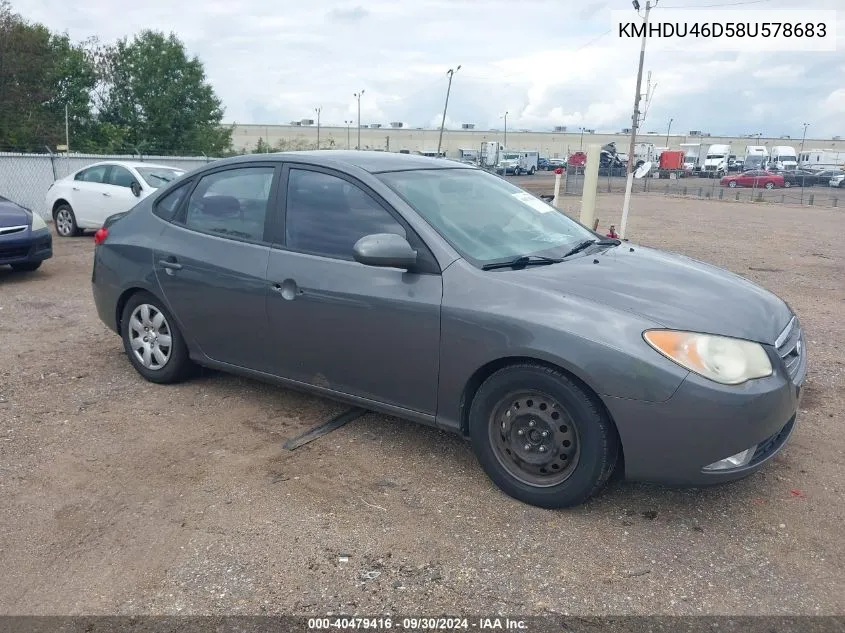 2008 Hyundai Elantra Gls/Se VIN: KMHDU46D58U578683 Lot: 40479416