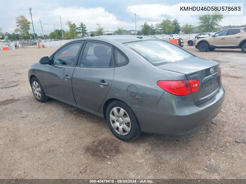 2008 Hyundai Elantra Gls/Se VIN: KMHDU46D58U578683 Lot: 40479416