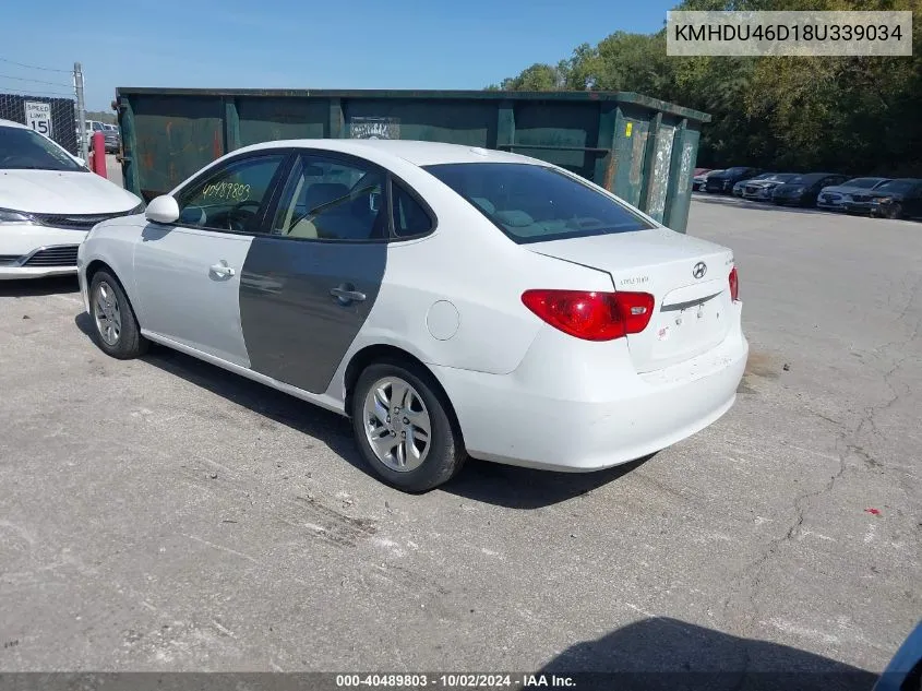 2008 Hyundai Elantra Gls/Se VIN: KMHDU46D18U339034 Lot: 40489803