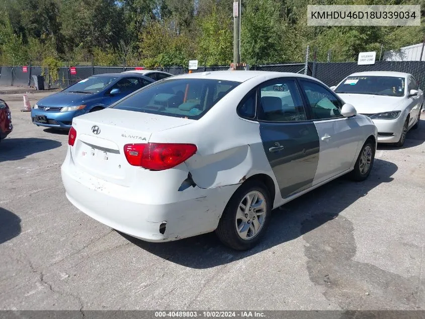 2008 Hyundai Elantra Gls/Se VIN: KMHDU46D18U339034 Lot: 40489803