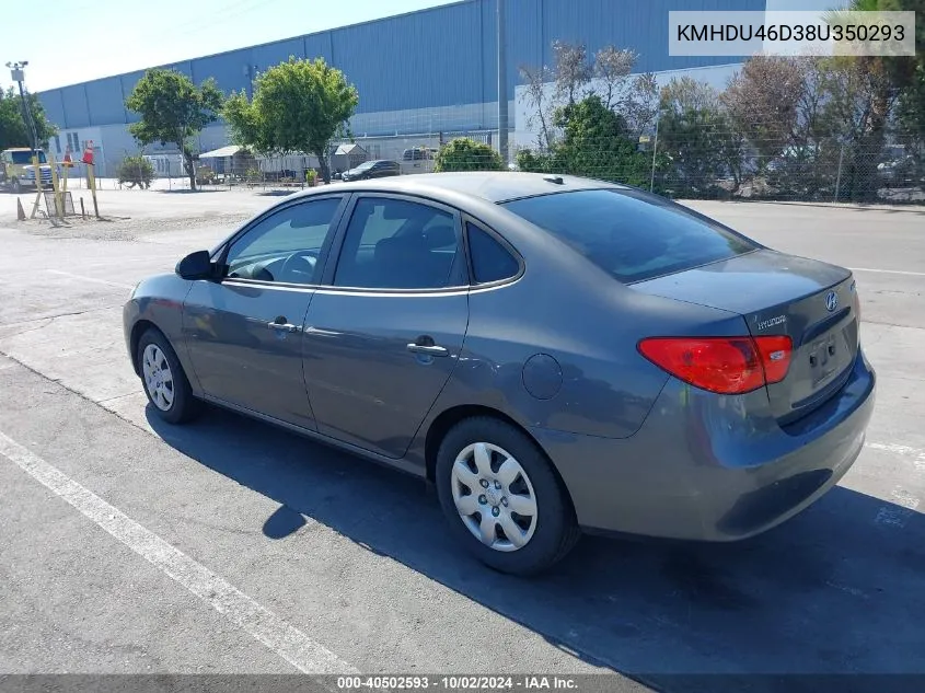 2008 Hyundai Elantra Gls/Se VIN: KMHDU46D38U350293 Lot: 40502593