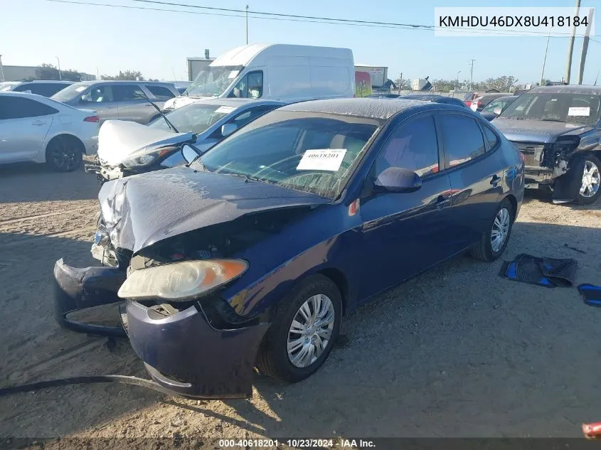 KMHDU46DX8U418184 2008 Hyundai Elantra Gls/Se