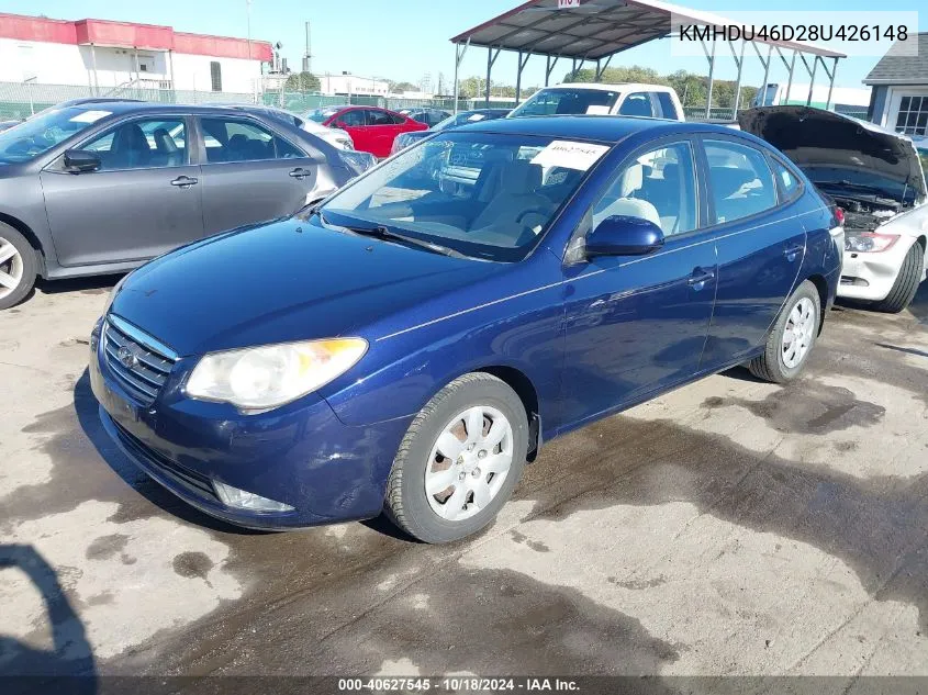 KMHDU46D28U426148 2008 Hyundai Elantra Gls/Se