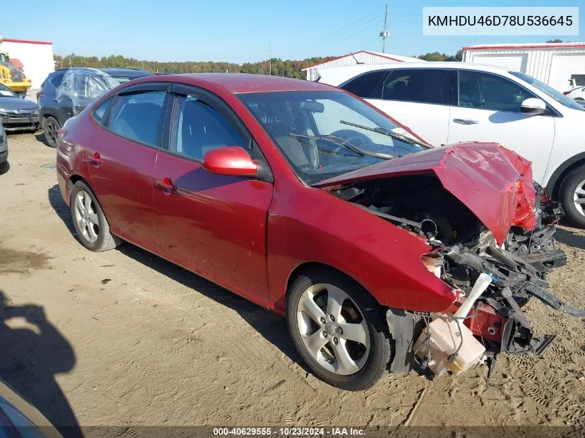 KMHDU46D78U536645 2008 Hyundai Elantra Gls/Se