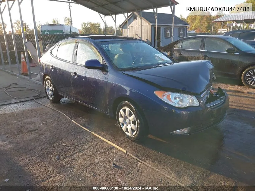 2008 Hyundai Elantra Gls/Se VIN: KMHDU46DX8U447488 Lot: 40666130