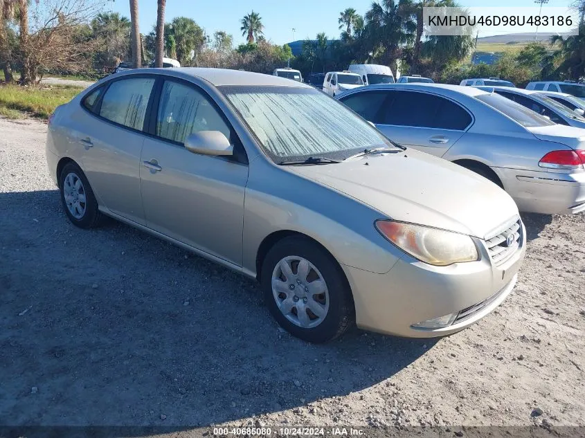 2008 Hyundai Elantra Gls/Se VIN: KMHDU46D98U483186 Lot: 40685080