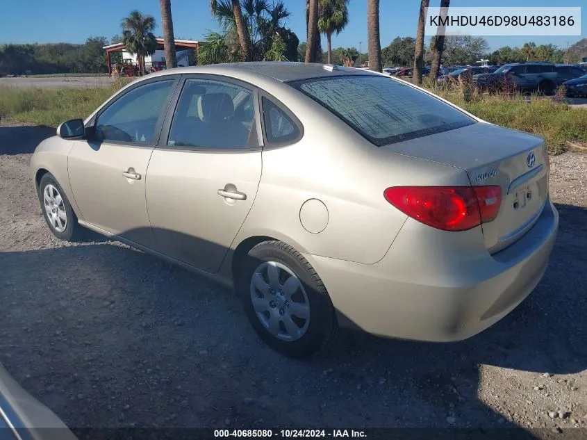 2008 Hyundai Elantra Gls/Se VIN: KMHDU46D98U483186 Lot: 40685080