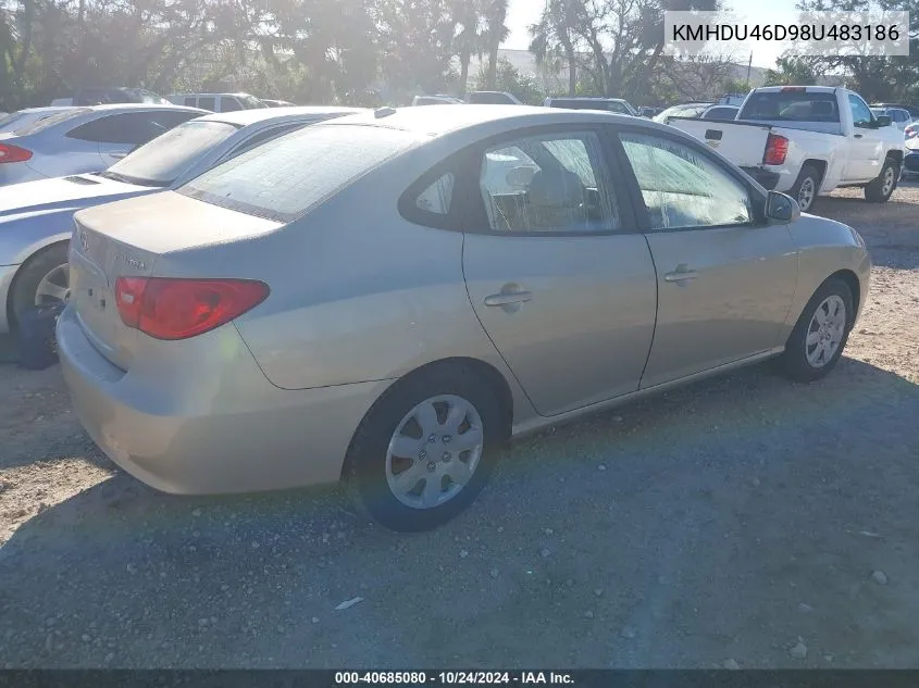 KMHDU46D98U483186 2008 Hyundai Elantra Gls/Se