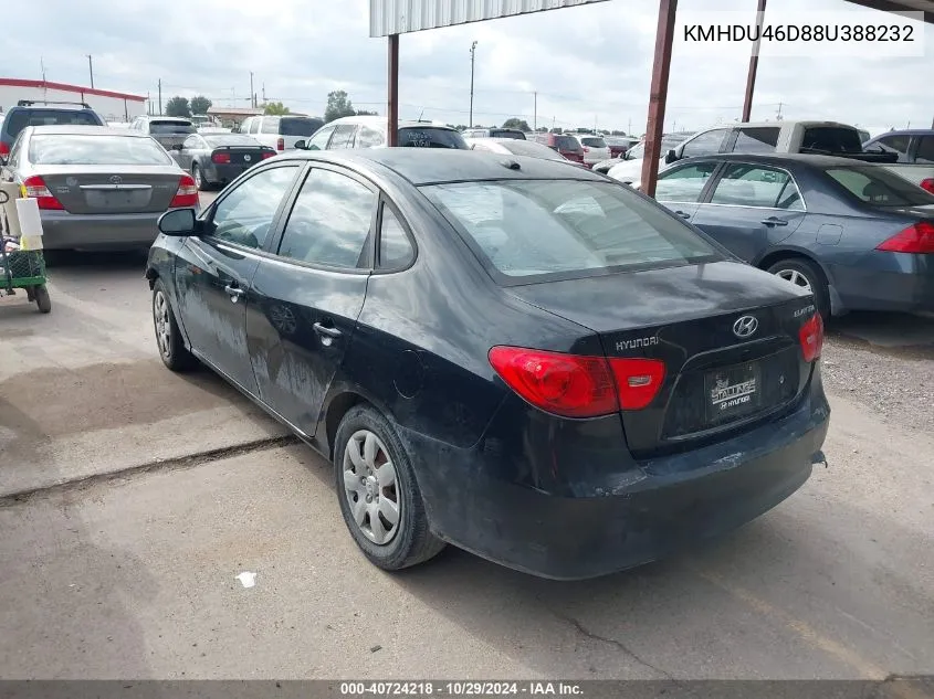 2008 Hyundai Elantra Gls/Se VIN: KMHDU46D88U388232 Lot: 40724218