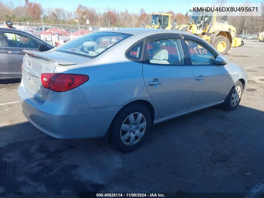 2008 Hyundai Elantra Gls/Se VIN: KMHDU46DX8U495671 Lot: 40828114