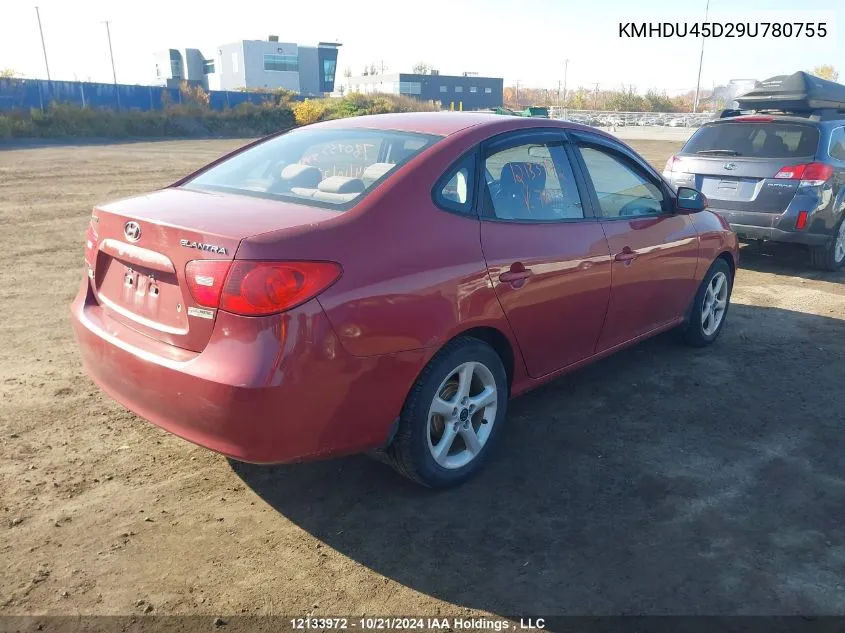 2009 Hyundai Elantra VIN: KMHDU45D29U780755 Lot: 12133972