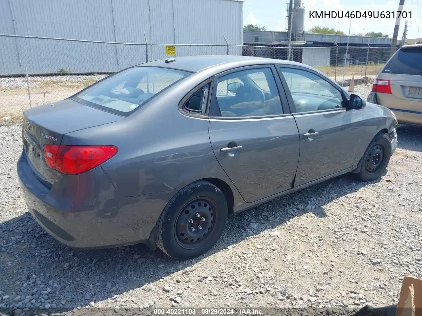 2009 Hyundai Elantra Gls VIN: KMHDU46D49U631701 Lot: 40221103