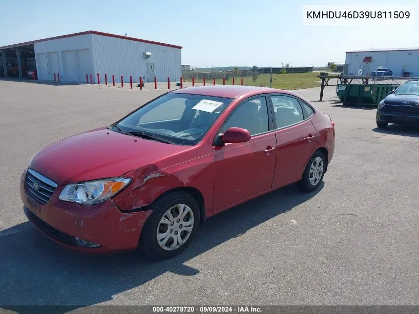 KMHDU46D39U811509 2009 Hyundai Elantra Gls