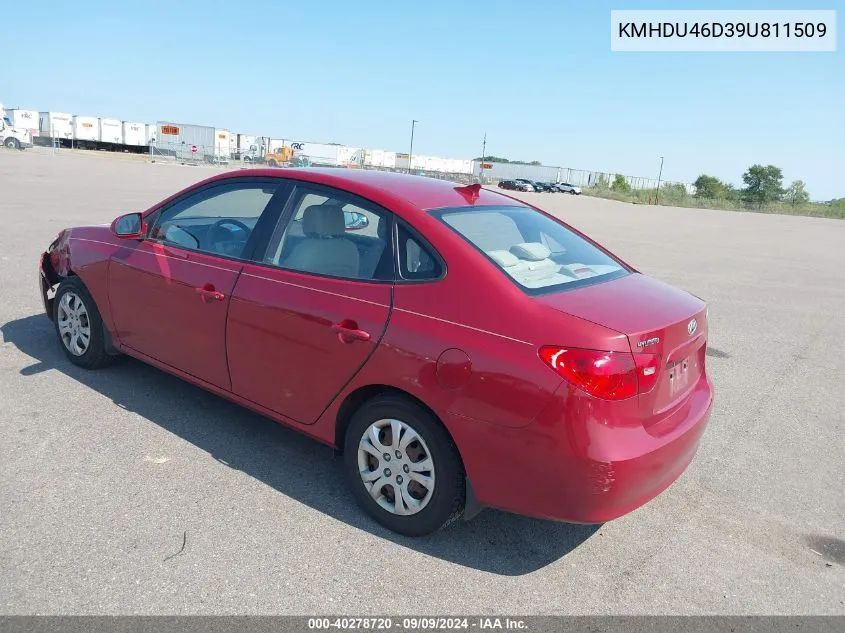 2009 Hyundai Elantra Gls VIN: KMHDU46D39U811509 Lot: 40278720