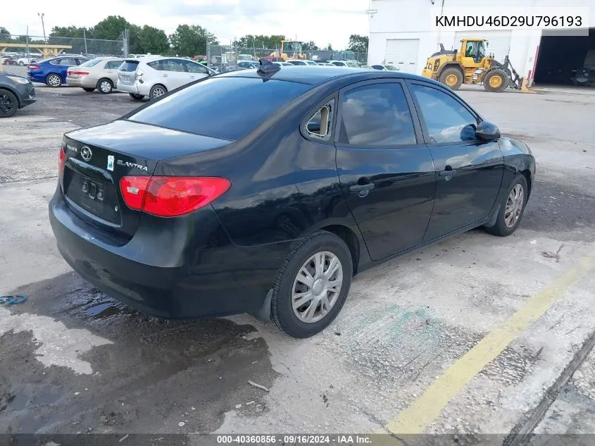 2009 Hyundai Elantra Gls VIN: KMHDU46D29U796193 Lot: 40360856