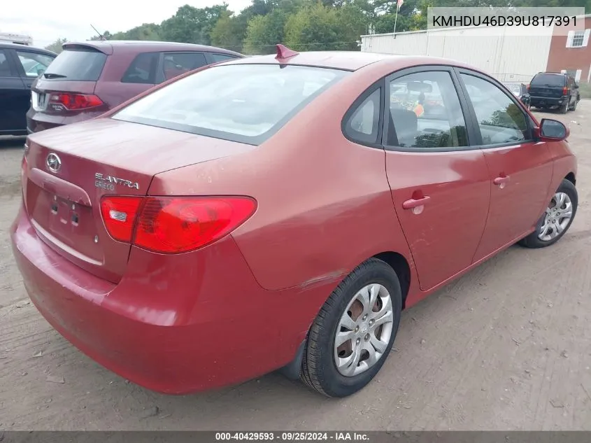 KMHDU46D39U817391 2009 Hyundai Elantra Gls