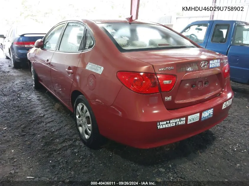 2009 Hyundai Elantra Gls VIN: KMHDU46D29U758902 Lot: 40436011