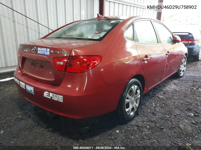 KMHDU46D29U758902 2009 Hyundai Elantra Gls