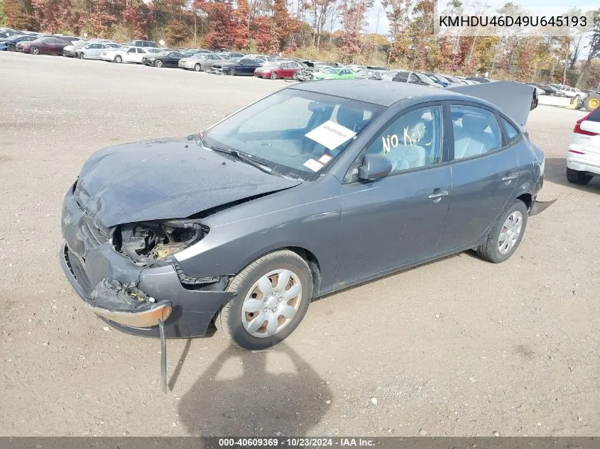 2009 Hyundai Elantra Gls VIN: KMHDU46D49U645193 Lot: 40609369