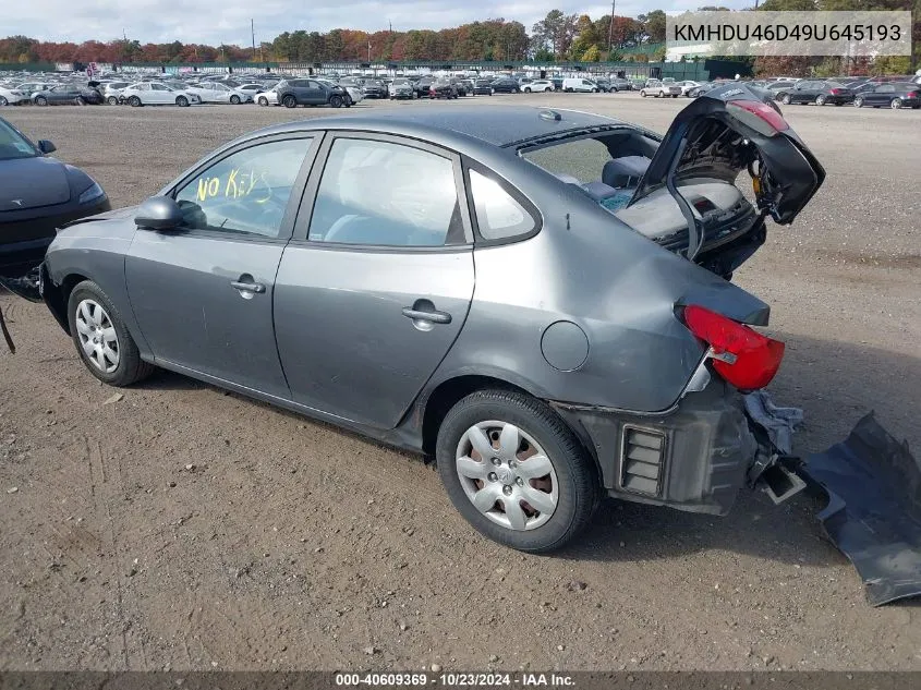 2009 Hyundai Elantra Gls VIN: KMHDU46D49U645193 Lot: 40609369