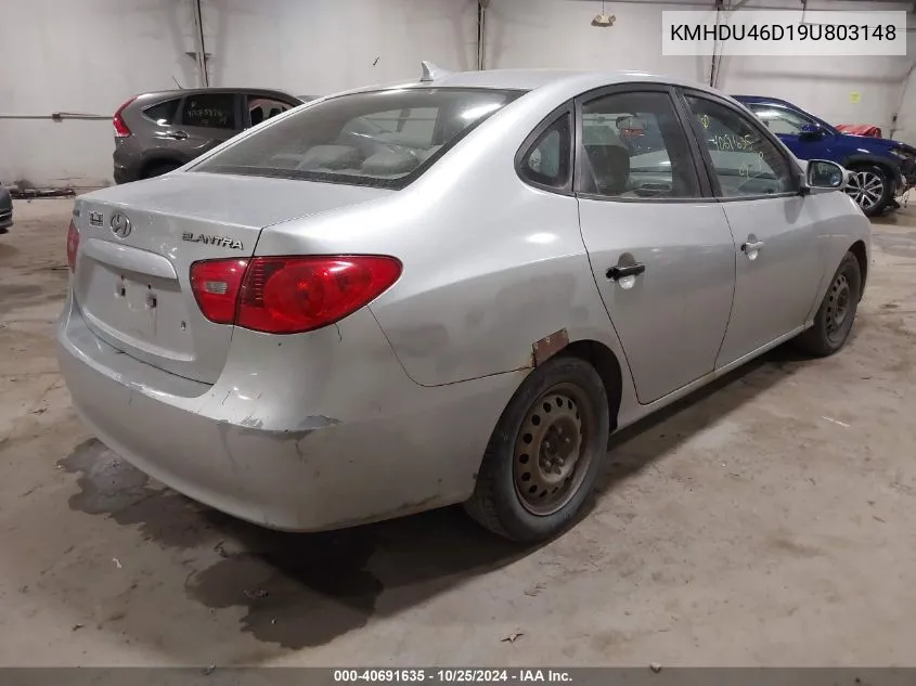 2009 Hyundai Elantra Gls VIN: KMHDU46D19U803148 Lot: 40691635