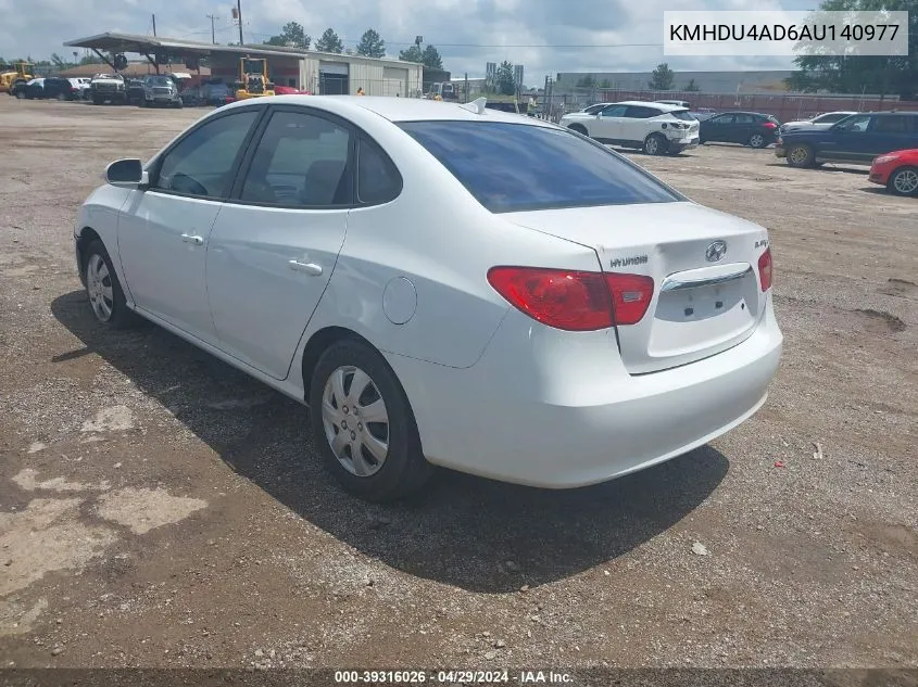 2010 Hyundai Elantra Gls VIN: KMHDU4AD6AU140977 Lot: 39316026