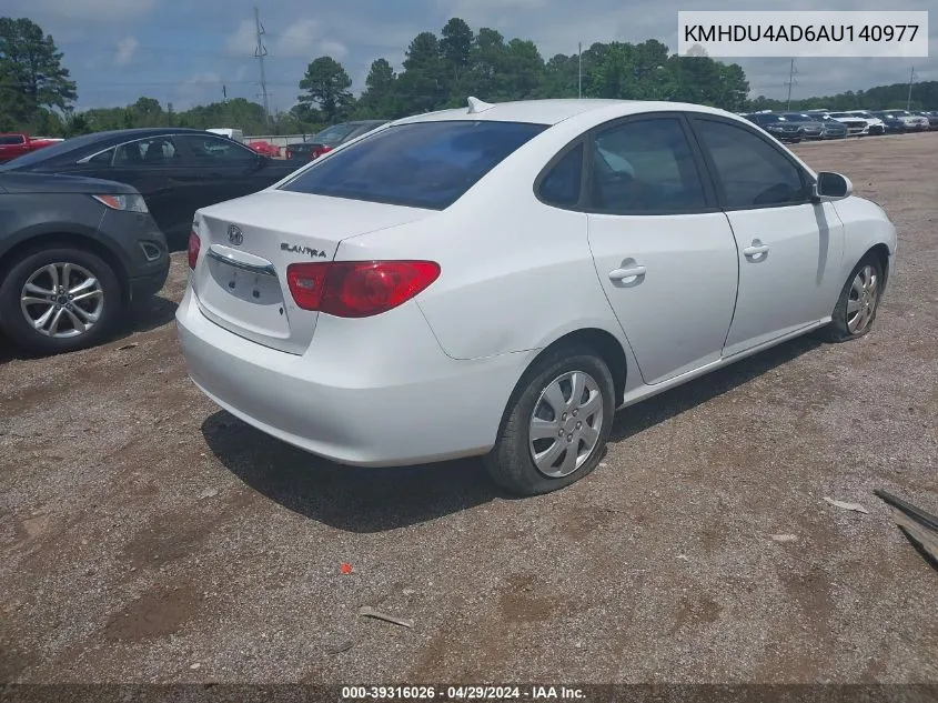 2010 Hyundai Elantra Gls VIN: KMHDU4AD6AU140977 Lot: 39316026