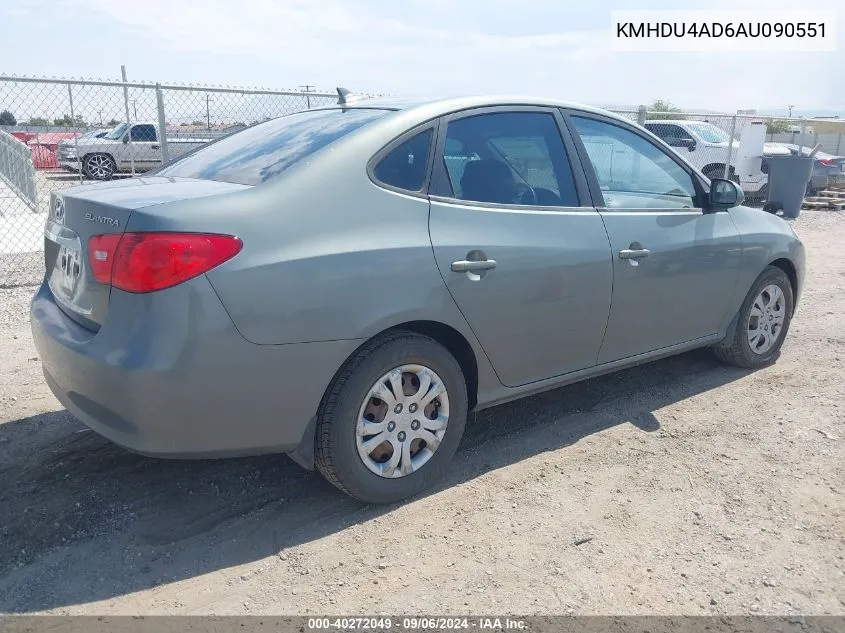 2010 Hyundai Elantra Gls VIN: KMHDU4AD6AU090551 Lot: 40272049