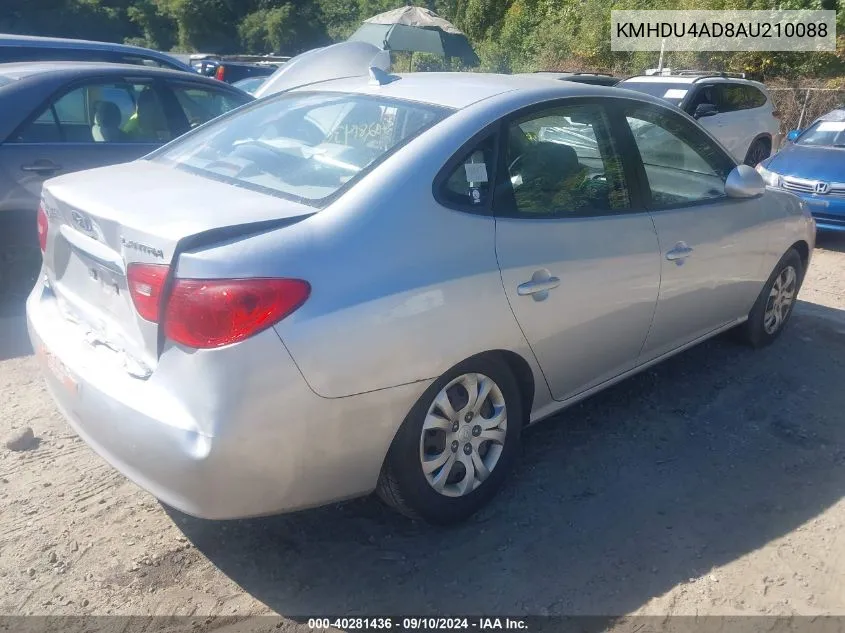 KMHDU4AD8AU210088 2010 Hyundai Elantra Blue/Gls/Se