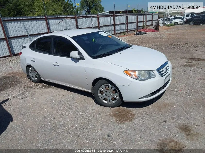 2010 Hyundai Elantra Blue/Gls/Se VIN: KMHDU4AD7AU198094 Lot: 40298984