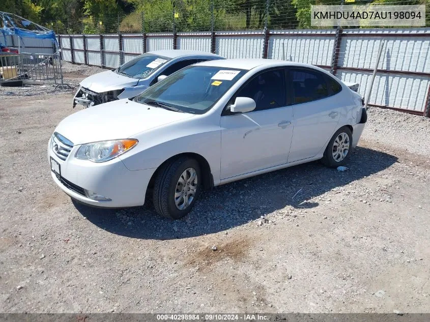 2010 Hyundai Elantra Blue/Gls/Se VIN: KMHDU4AD7AU198094 Lot: 40298984