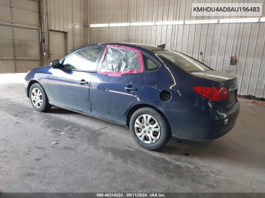 KMHDU4AD8AU196483 2010 Hyundai Elantra Blue/Gls/Se