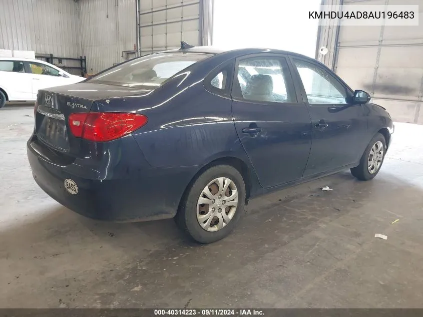 2010 Hyundai Elantra Blue/Gls/Se VIN: KMHDU4AD8AU196483 Lot: 40314223