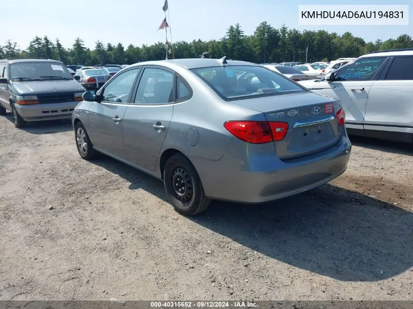 KMHDU4AD6AU194831 2010 Hyundai Elantra Gls