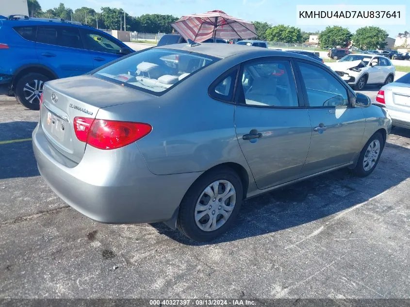 2010 Hyundai Elantra Blue/Gls/Se VIN: KMHDU4AD7AU837641 Lot: 40327397