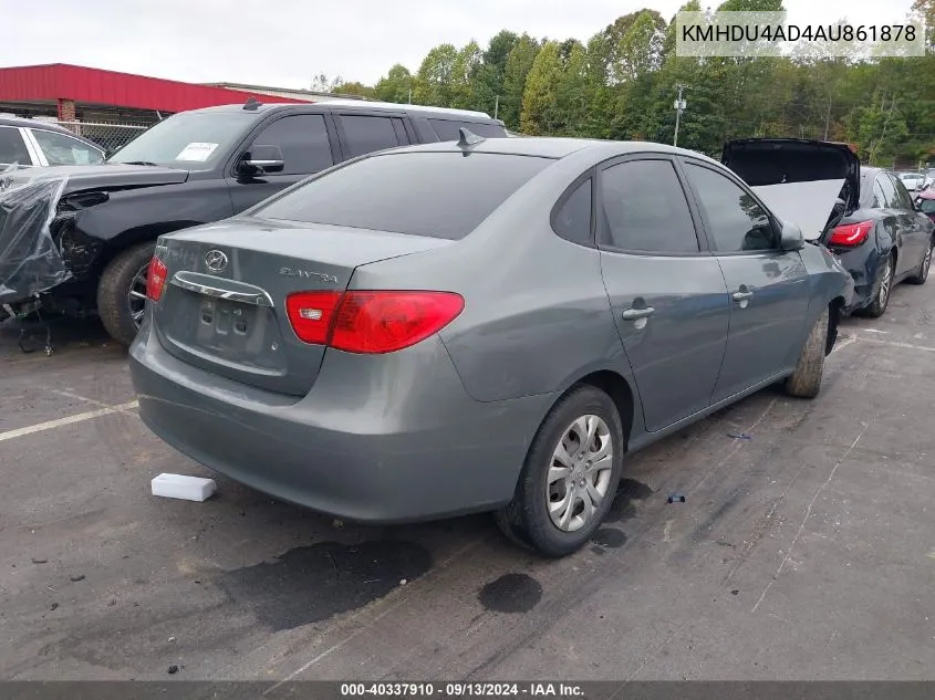 KMHDU4AD4AU861878 2010 Hyundai Elantra Gls