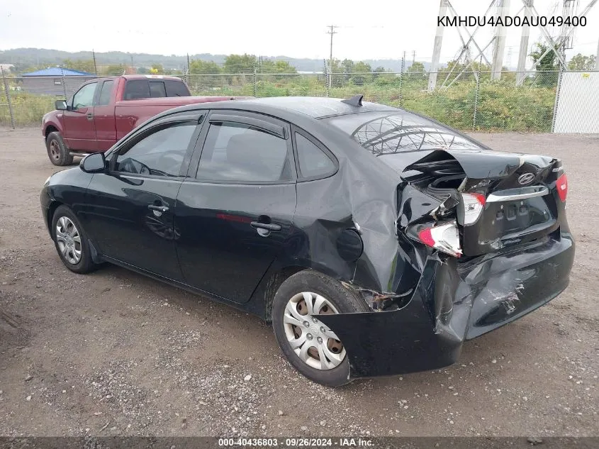 KMHDU4AD0AU049400 2010 Hyundai Elantra Blue/Gls/Se