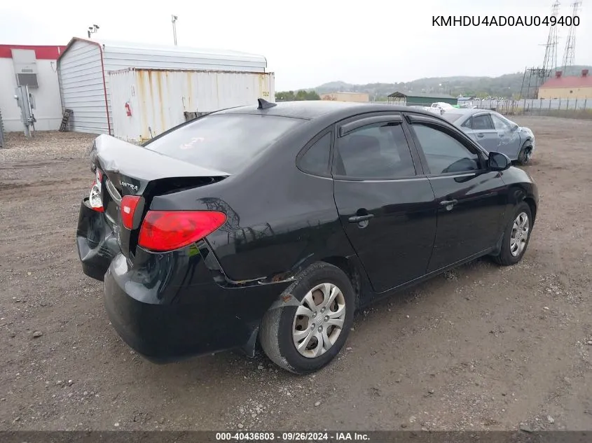 KMHDU4AD0AU049400 2010 Hyundai Elantra Blue/Gls/Se