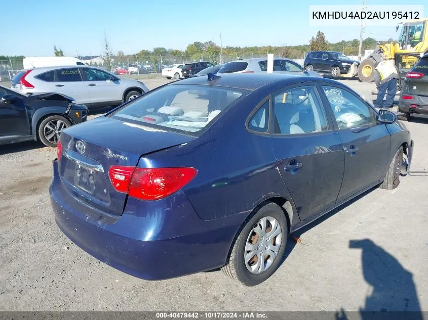 KMHDU4AD2AU195412 2010 Hyundai Elantra Gls