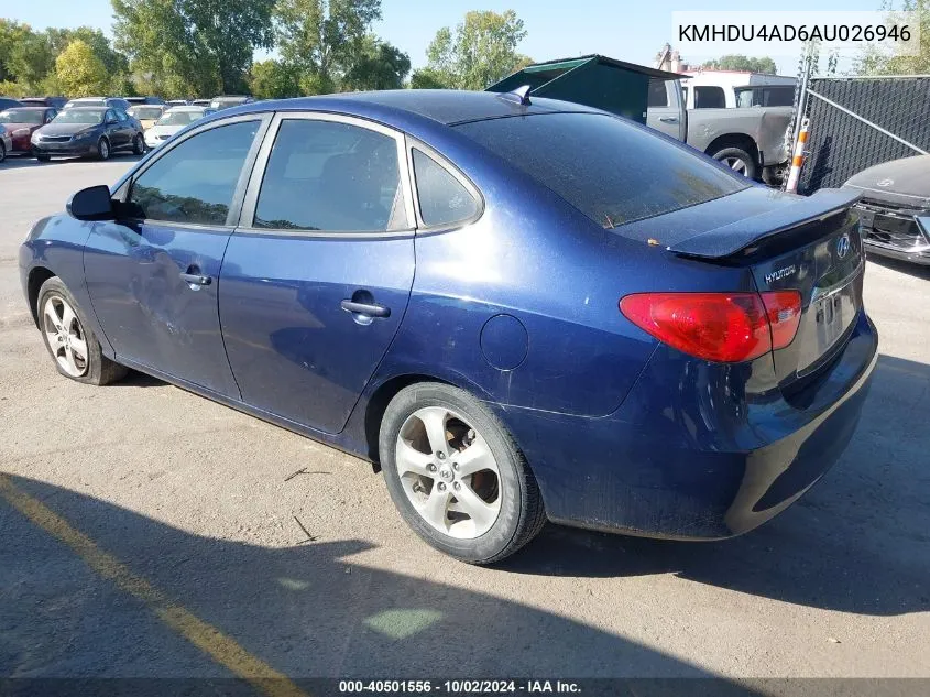 2010 Hyundai Elantra Se VIN: KMHDU4AD6AU026946 Lot: 40501556