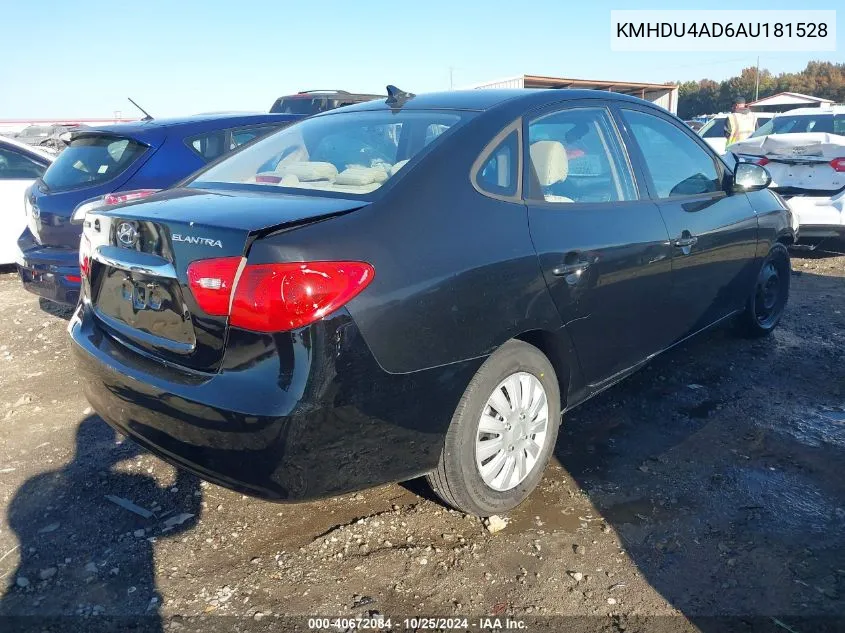 2010 Hyundai Elantra Gls VIN: KMHDU4AD6AU181528 Lot: 40672084