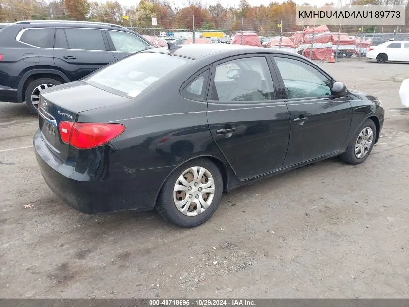 2010 Hyundai Elantra Gls VIN: KMHDU4AD4AU189773 Lot: 40718695