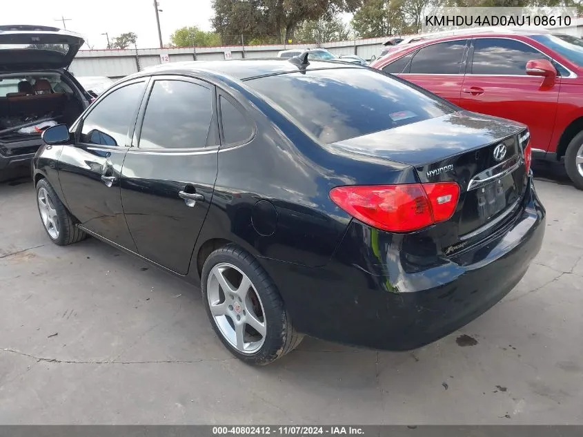 2010 Hyundai Elantra Blue VIN: KMHDU4AD0AU108610 Lot: 40802412