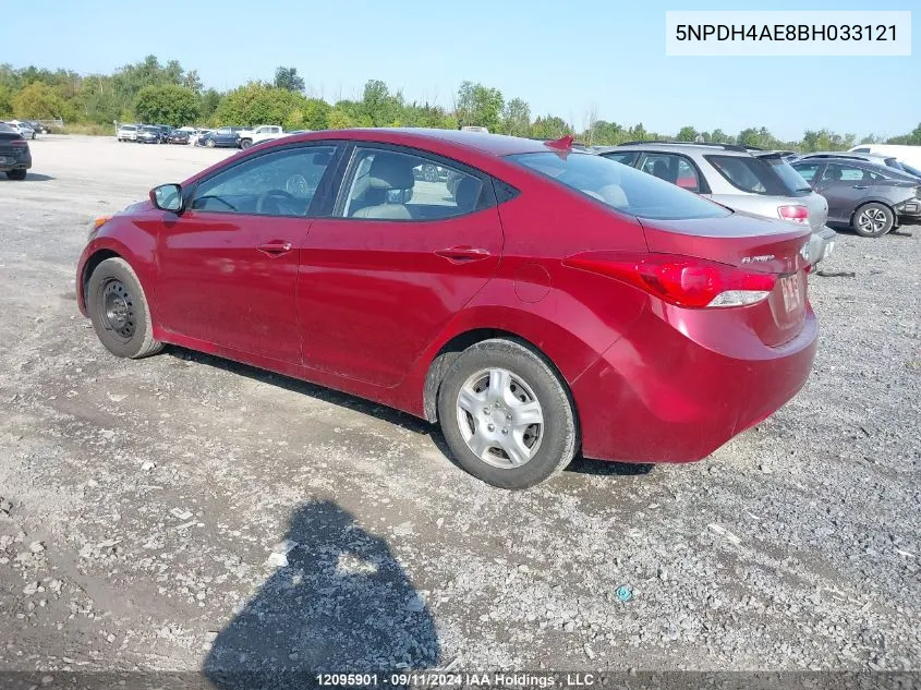 2011 Hyundai Elantra Gls/Limited VIN: 5NPDH4AE8BH033121 Lot: 12095901