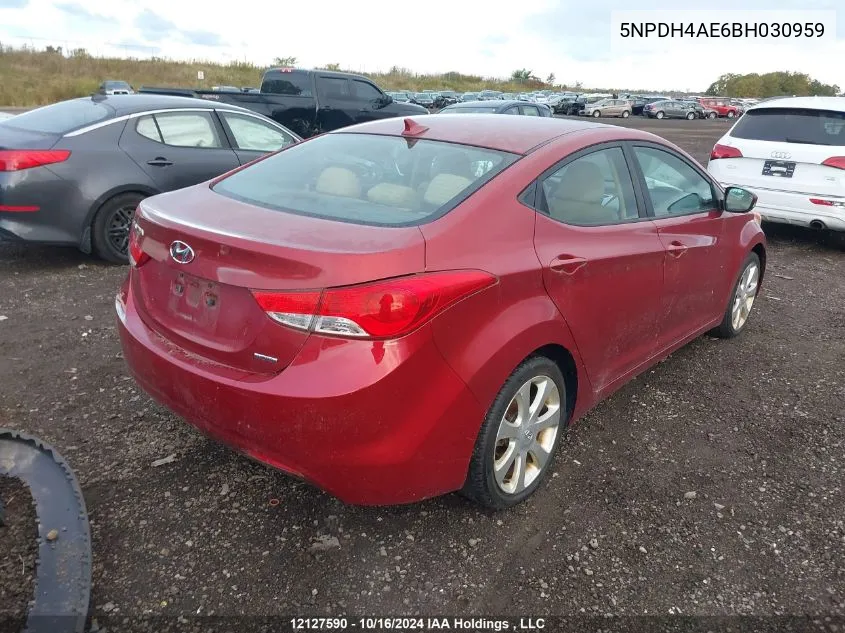 2011 Hyundai Elantra Limited VIN: 5NPDH4AE6BH030959 Lot: 12127590