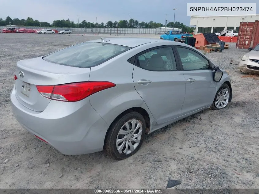 2011 Hyundai Elantra Gls VIN: 5NPDH4AE2BH023474 Lot: 39452636